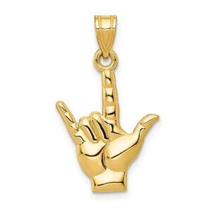 New 14K Yellow Gold "I Love You" Sign Language Charm – Polished & Meaningful